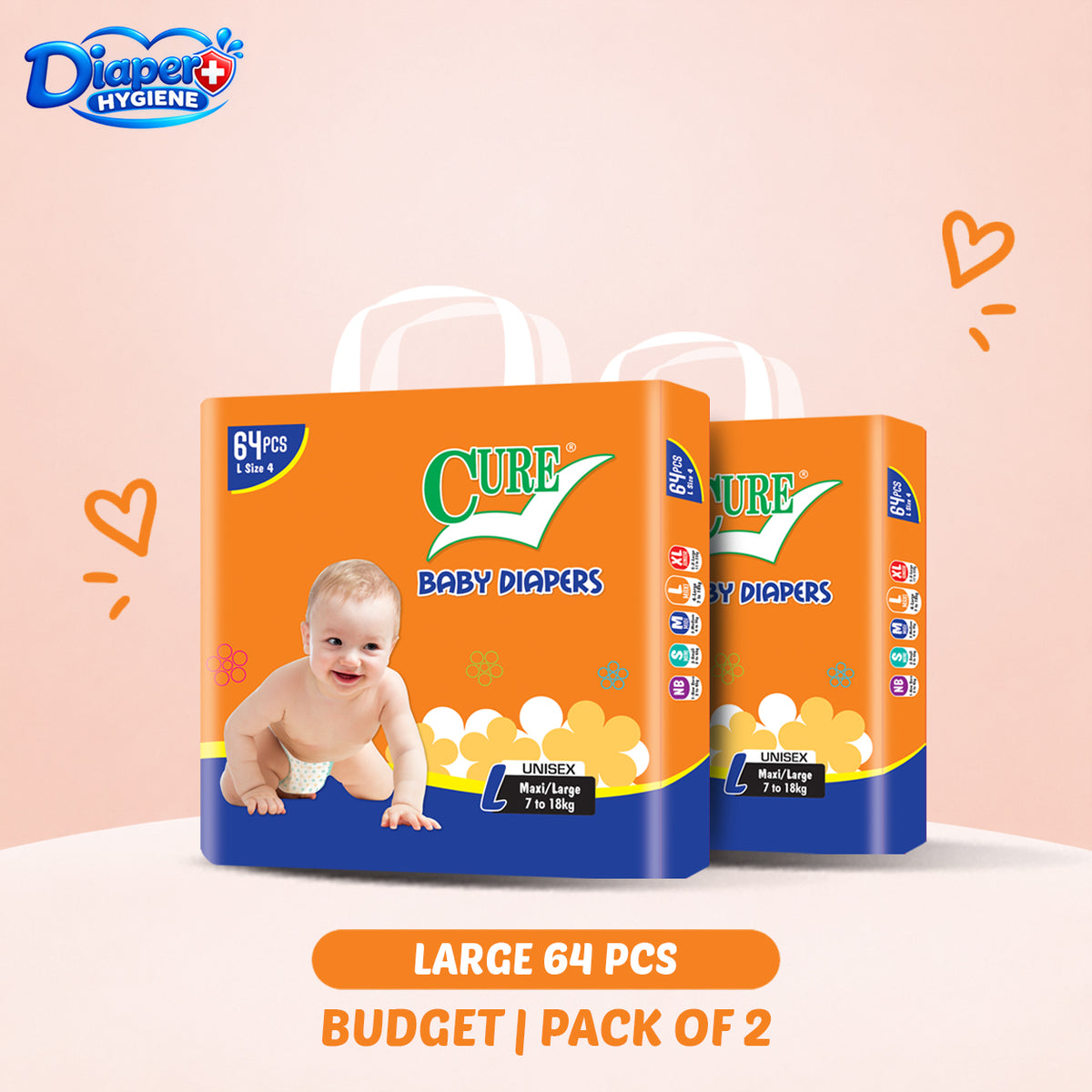 Cure Budget Baby Diaper Pack of 2 | Affordable Diapers