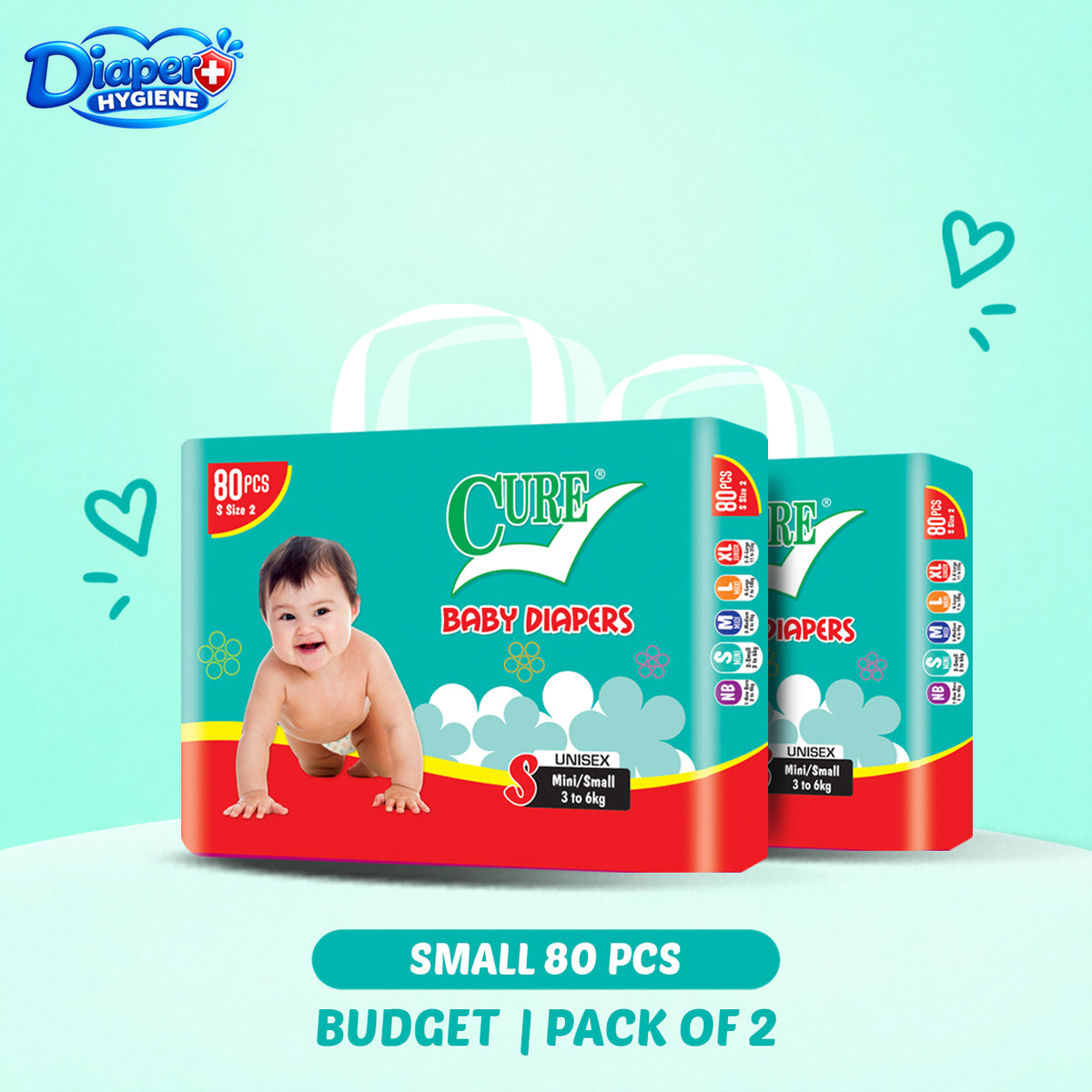 Cure Budget Baby Diaper Pack of 2 | Affordable Diapers