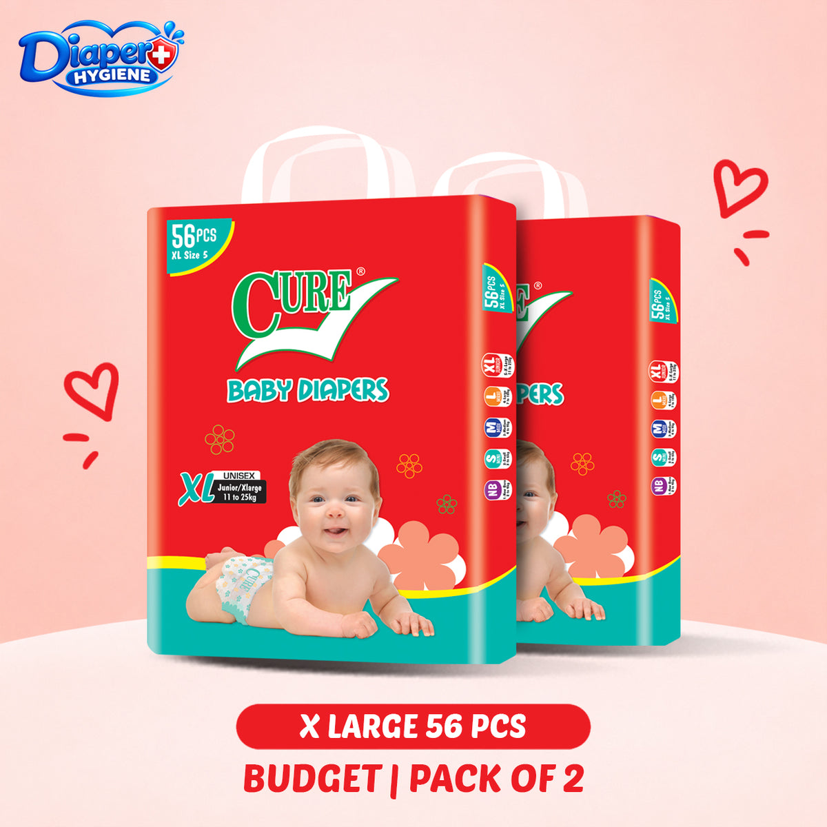 Cure Budget Baby Diaper Pack of 2 | Affordable Diapers