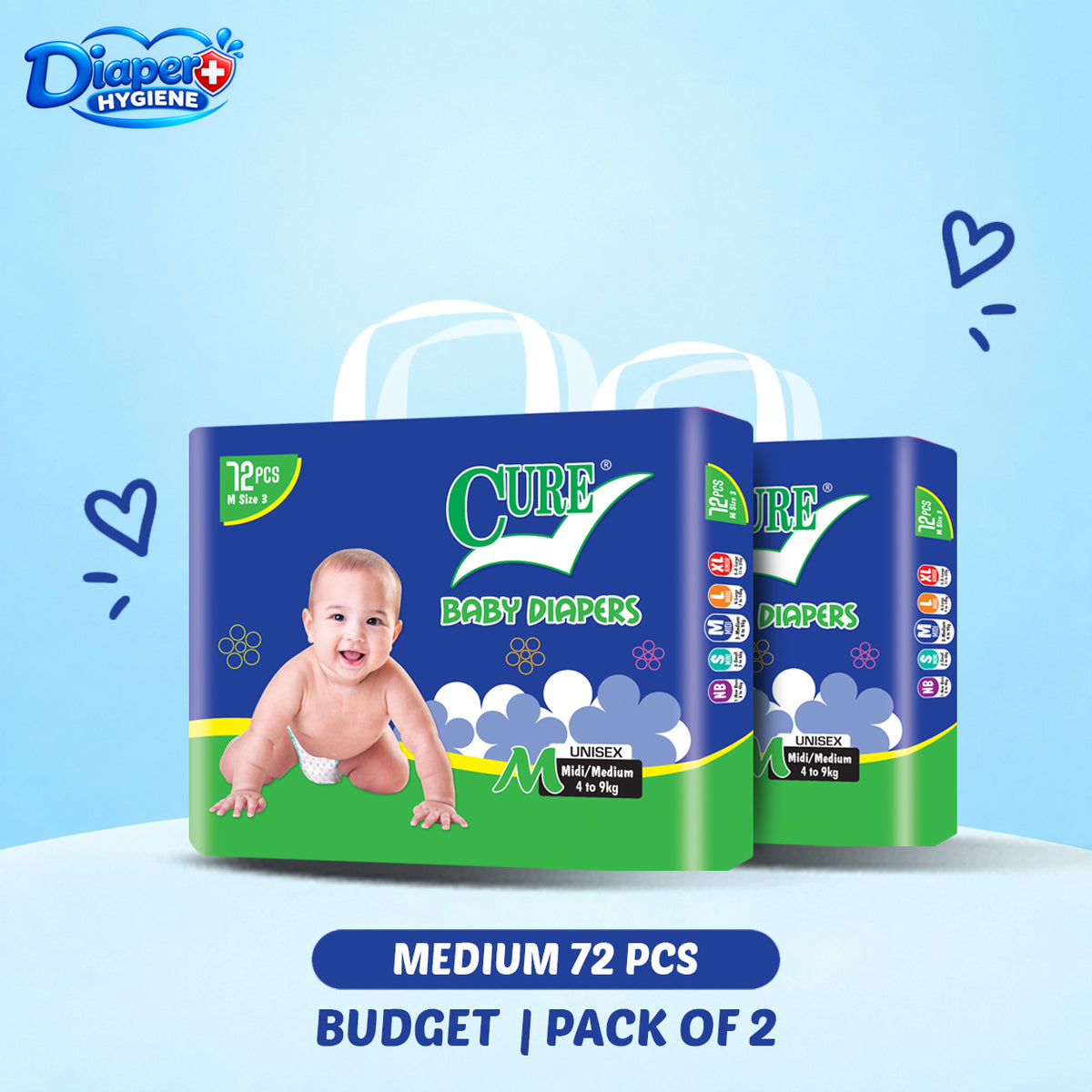 Cure Budget Baby Diaper Pack of 2 | Affordable Diapers