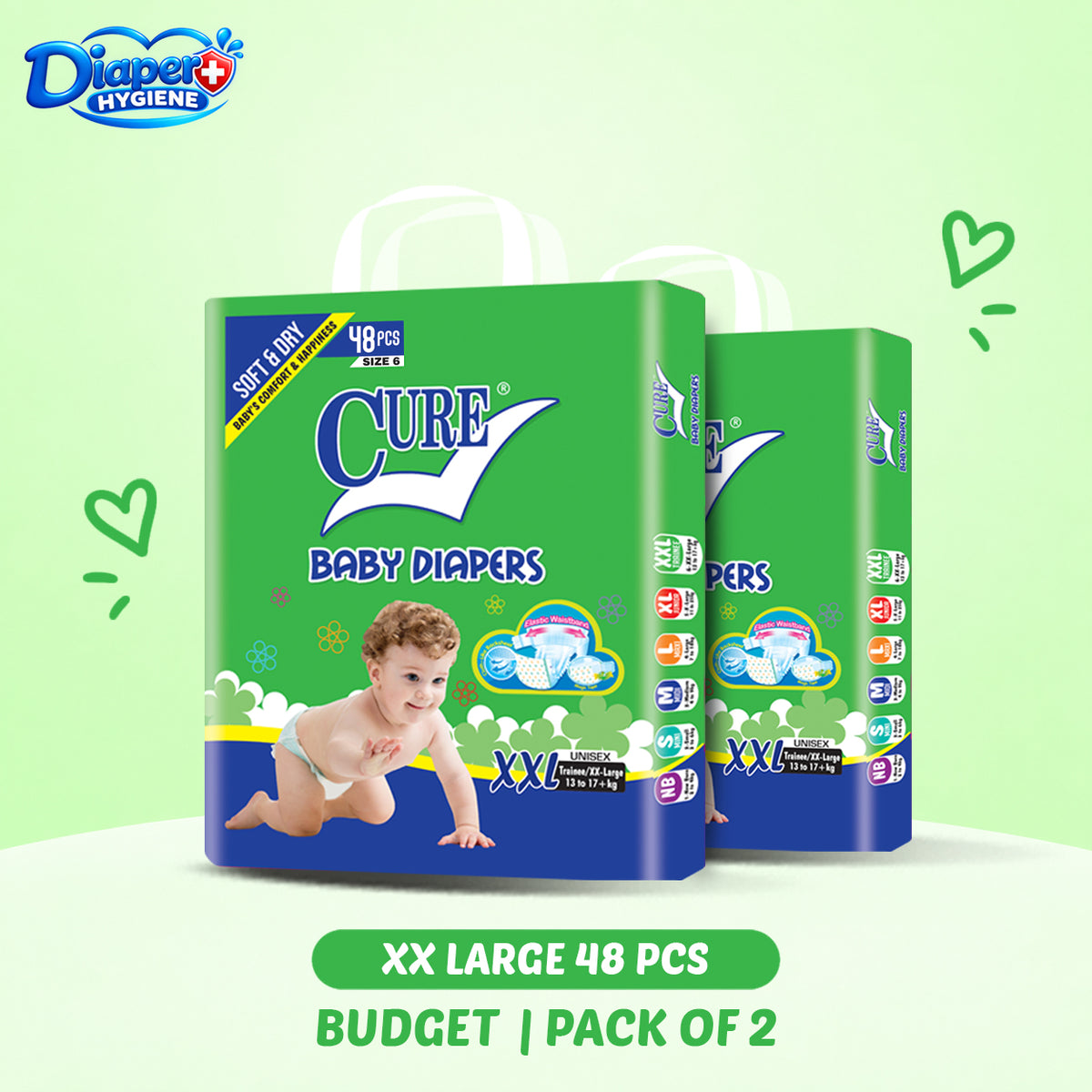 Cure Budget Baby Diaper Pack of 2 | Affordable Diapers