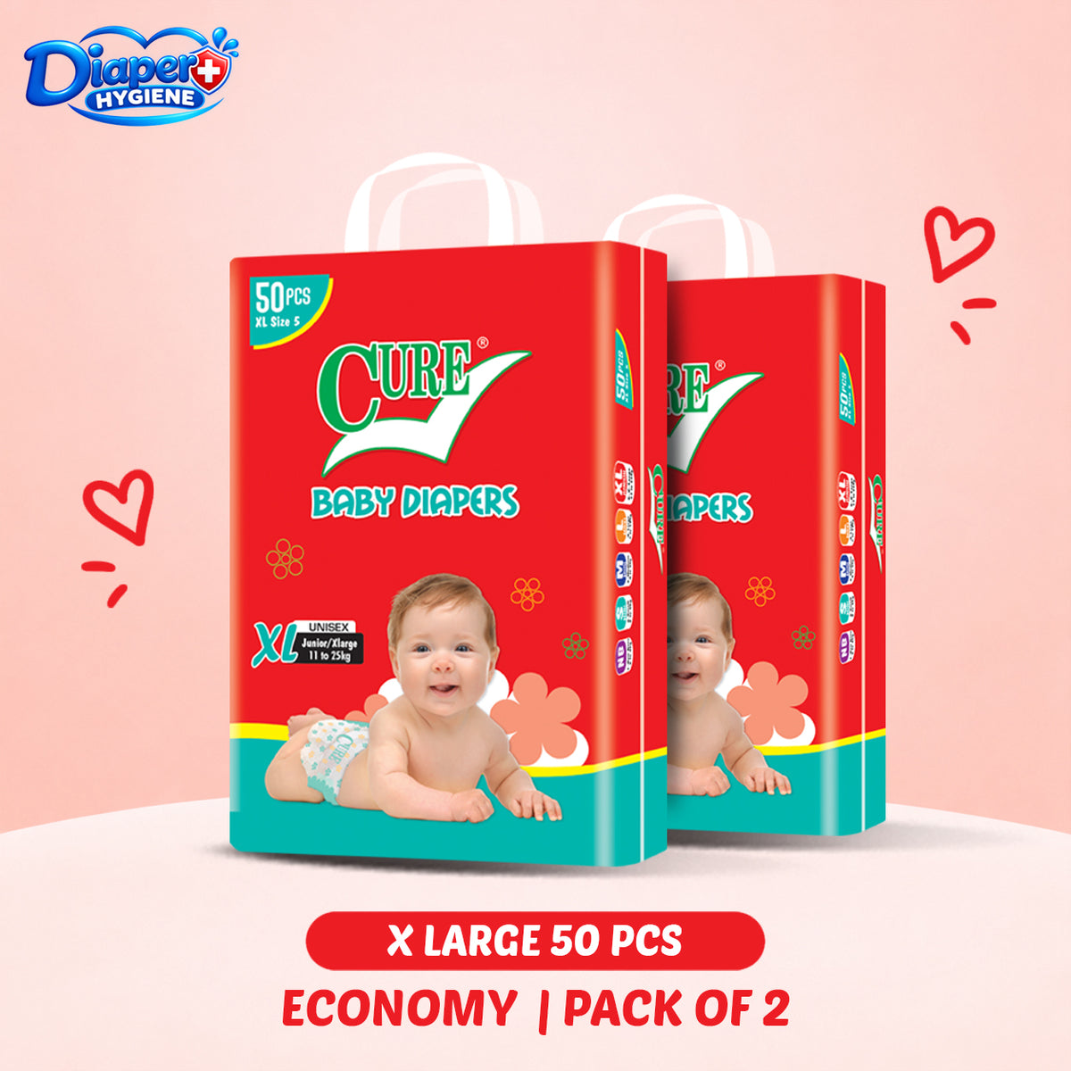 Cure Economy Baby Diaper Pack of 2 | Affordable Diapers