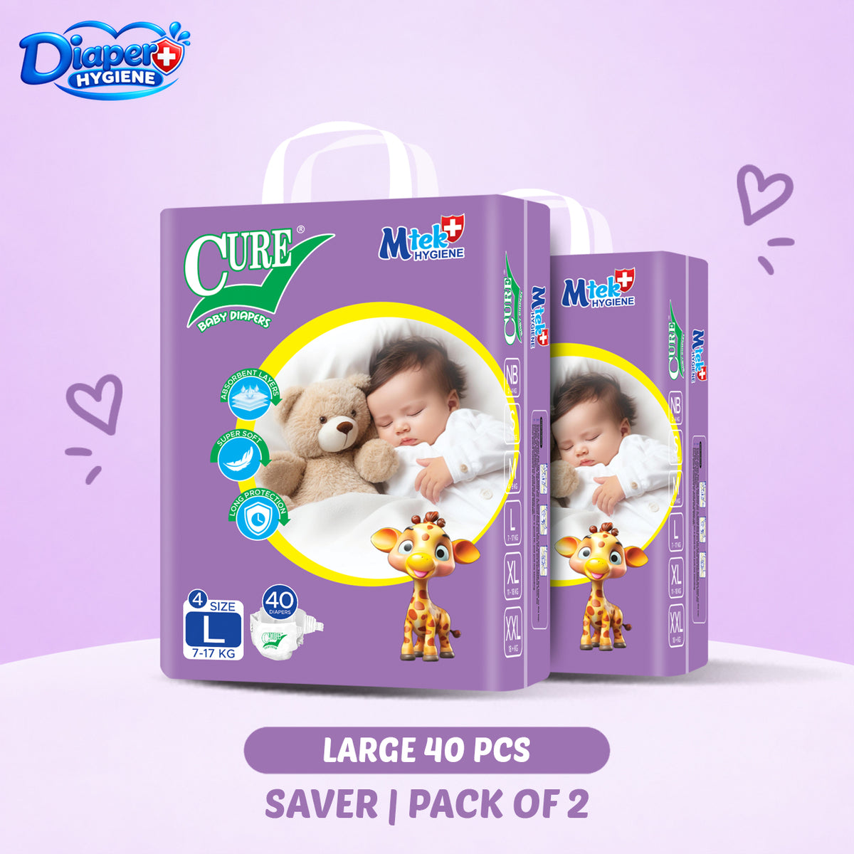 Cure Saver Baby Diaper Pack of 2 | Affordable & Comfortable Diapers