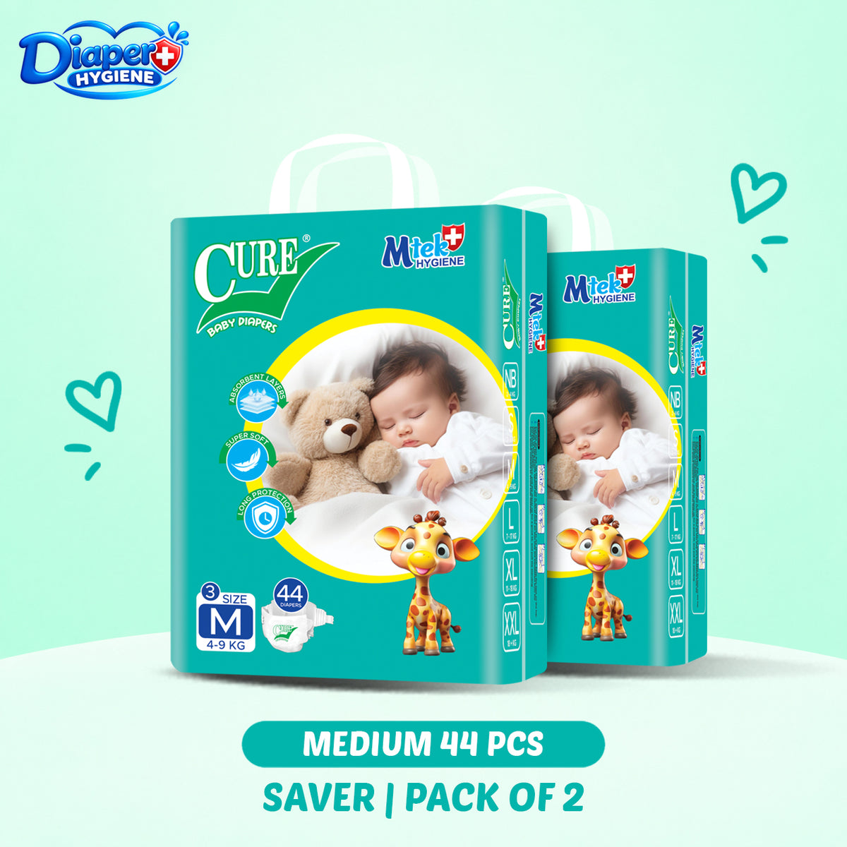 Cure Saver Baby Diaper Pack of 2 | Affordable & Comfortable Diapers