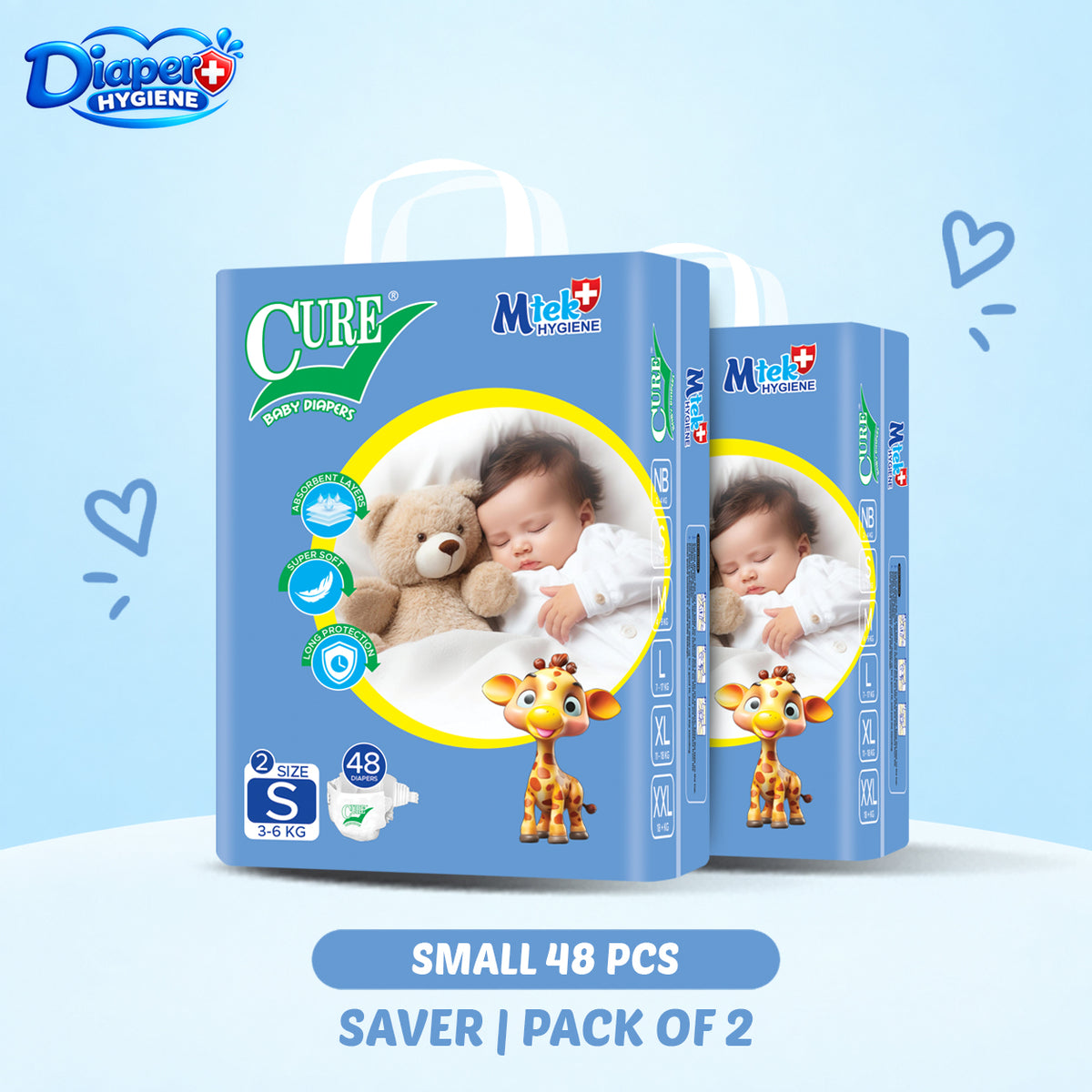 Cure Saver Baby Diaper Pack of 2 | Affordable & Comfortable Diapers