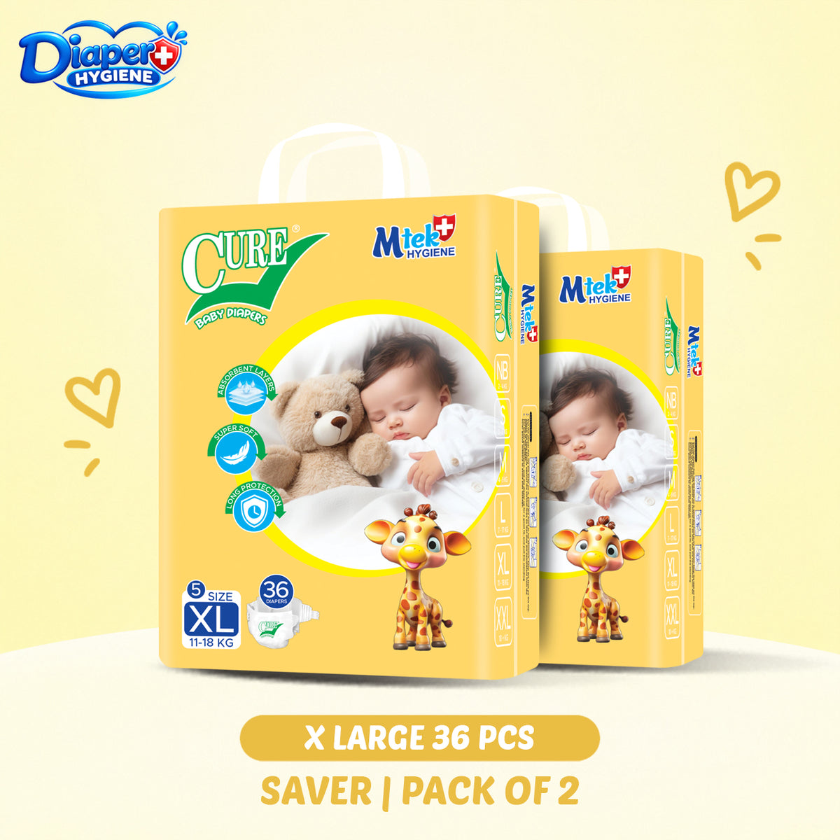 Cure Saver Baby Diaper Pack of 2 | Affordable & Comfortable Diapers