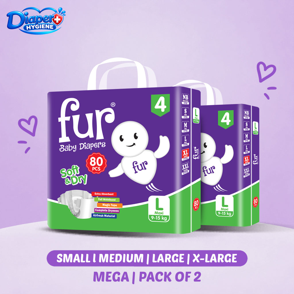Fur Mega Baby Diaper Pack of 2 | Comfortable & Reliable Protection