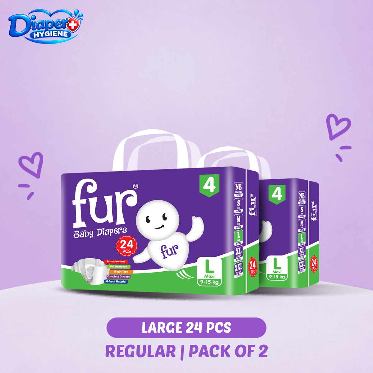 Fur Regular Baby Diaper Pack of 2 | Soft & Comfortable Baby Care