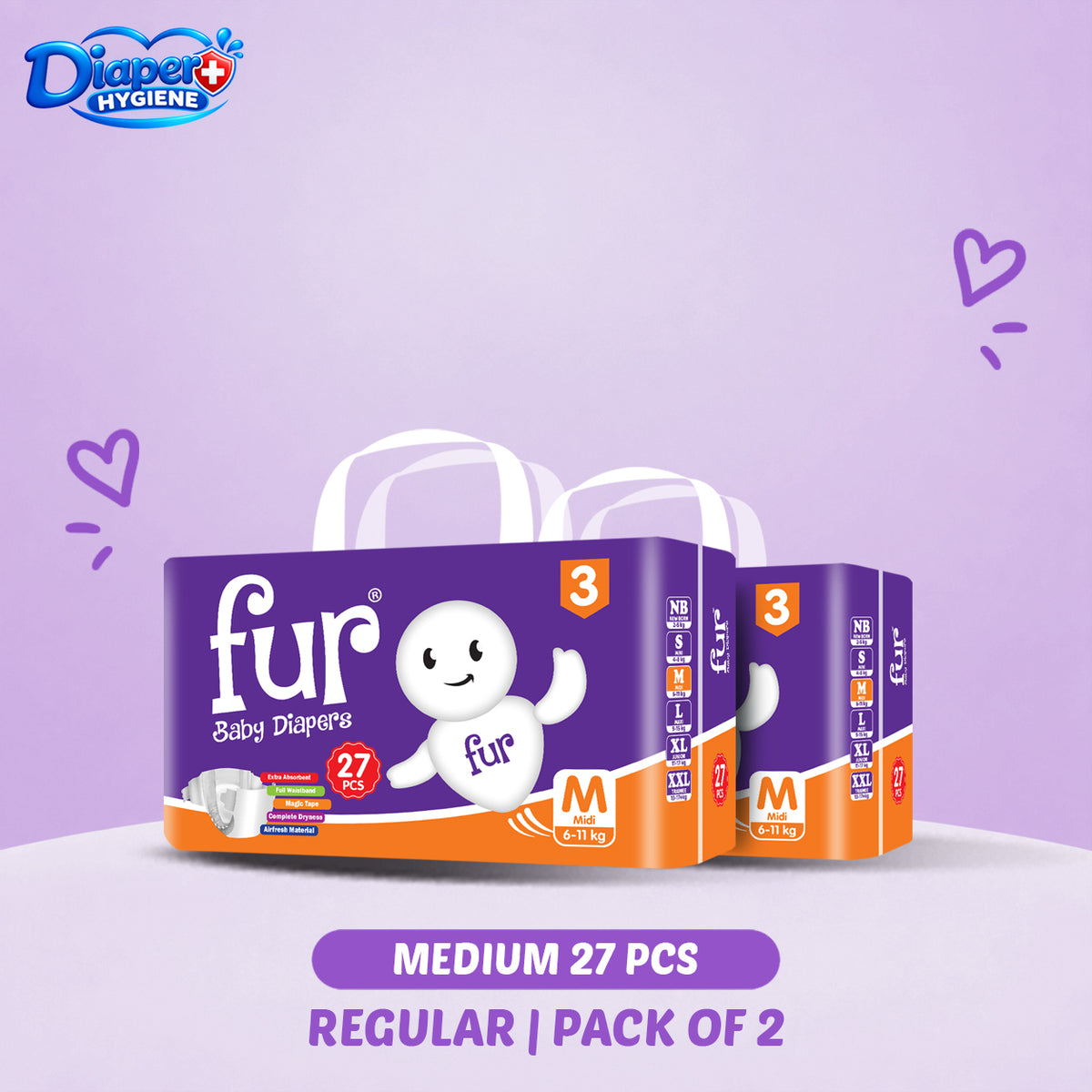Fur Regular Baby Diaper Pack of 2 | Soft & Comfortable Baby Care