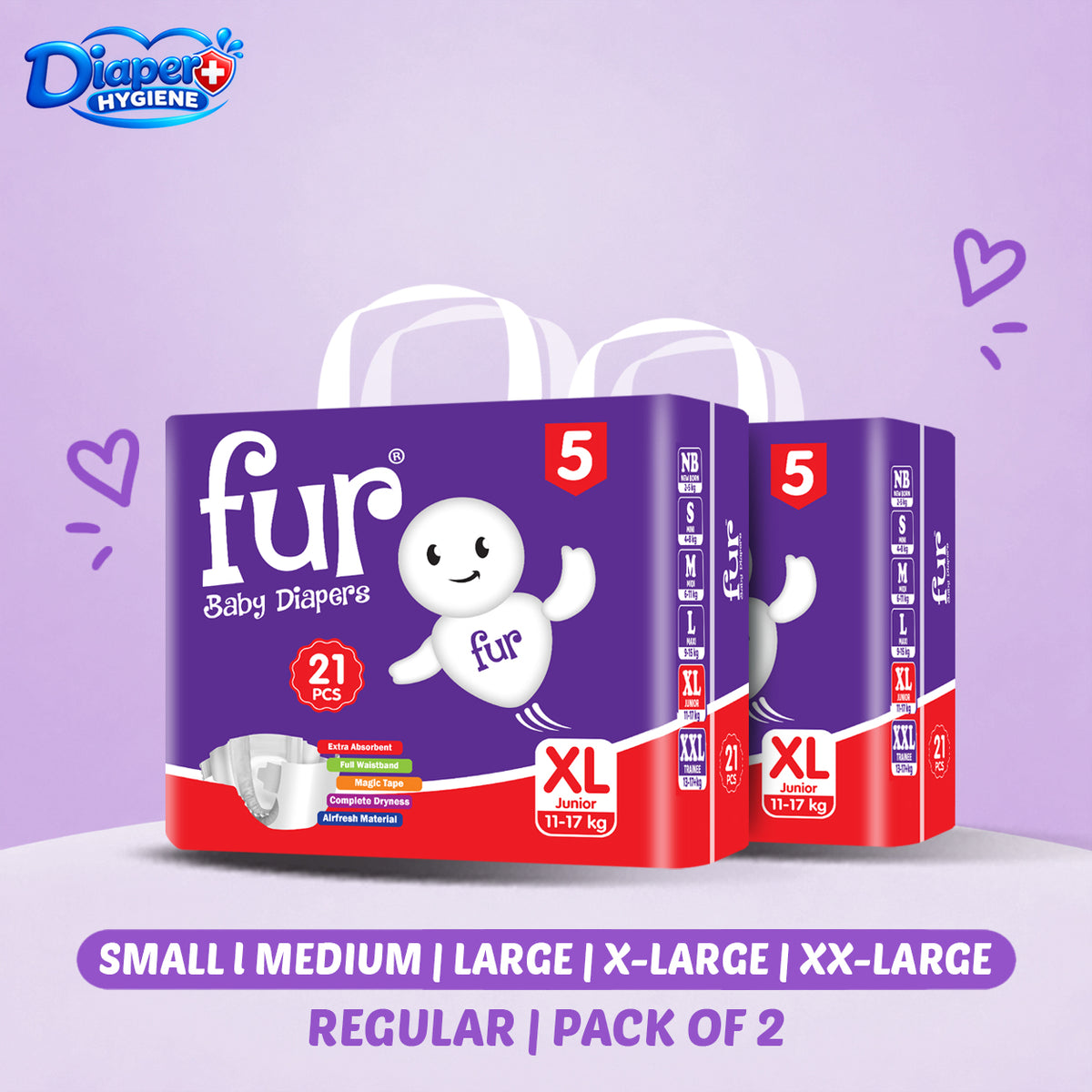 Fur Regular Baby Diaper Pack of 2 | Soft & Comfortable Baby Care