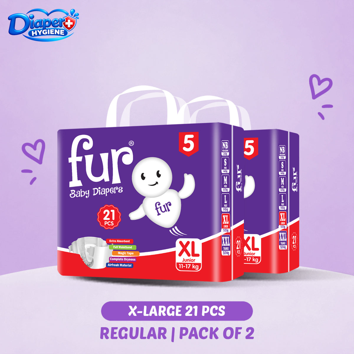 Fur Regular Baby Diaper Pack of 2 | Soft & Comfortable Baby Care