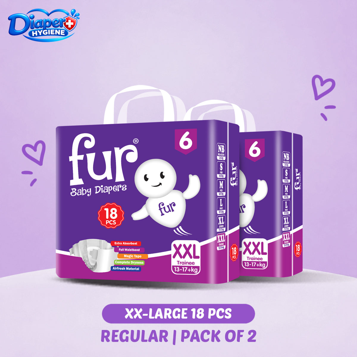 Fur Regular Baby Diaper Pack of 2 | Soft & Comfortable Baby Care