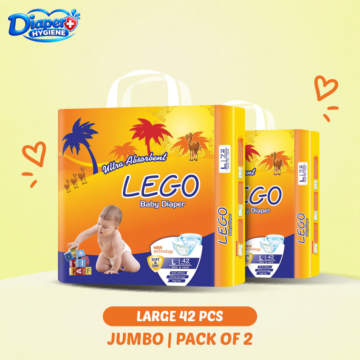 Lego Jumbo Baby Diaper Pack of 2 | Soft & Comfortable Baby Care