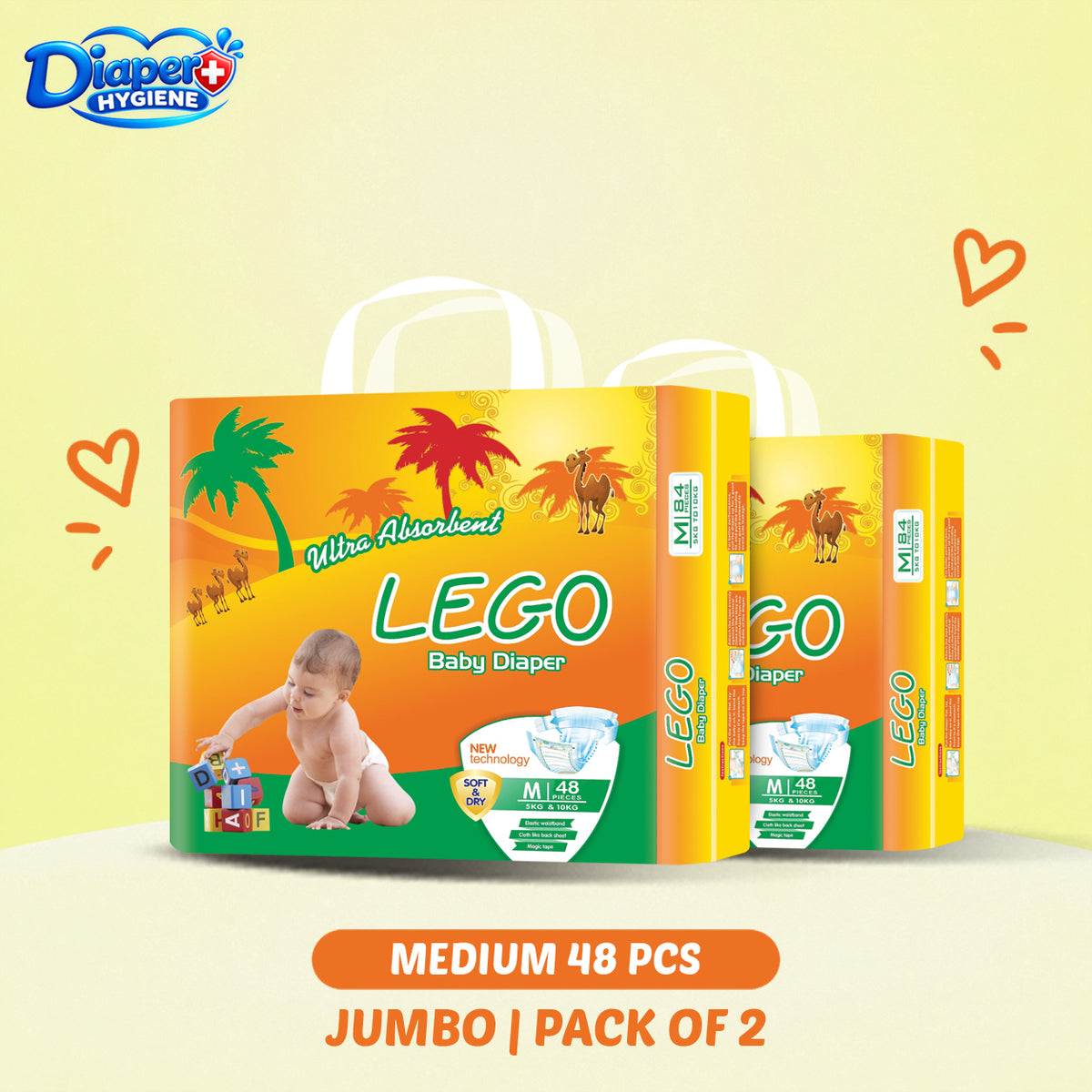 Lego Jumbo Baby Diaper Pack of 2 | Soft & Comfortable Baby Care