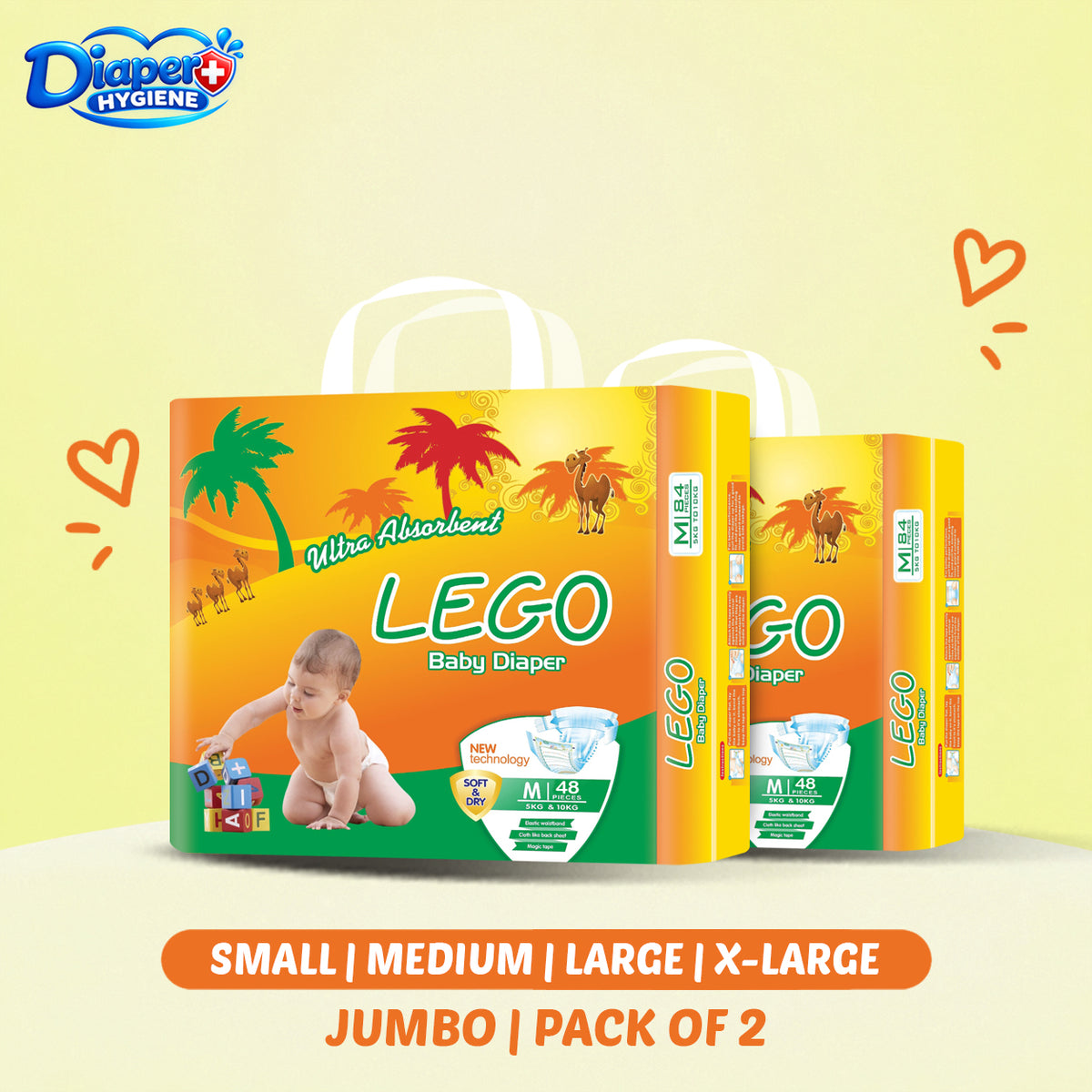 Lego Jumbo Baby Diaper Pack of 2 | Soft & Comfortable Baby Care