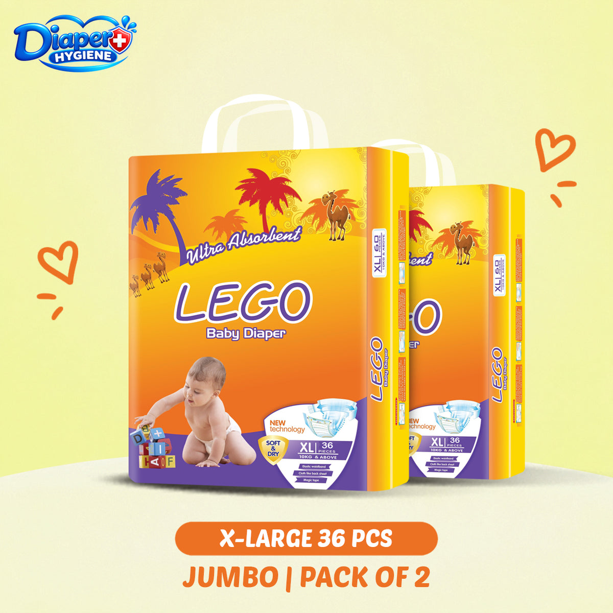 Lego Jumbo Baby Diaper Pack of 2 | Soft & Comfortable Baby Care