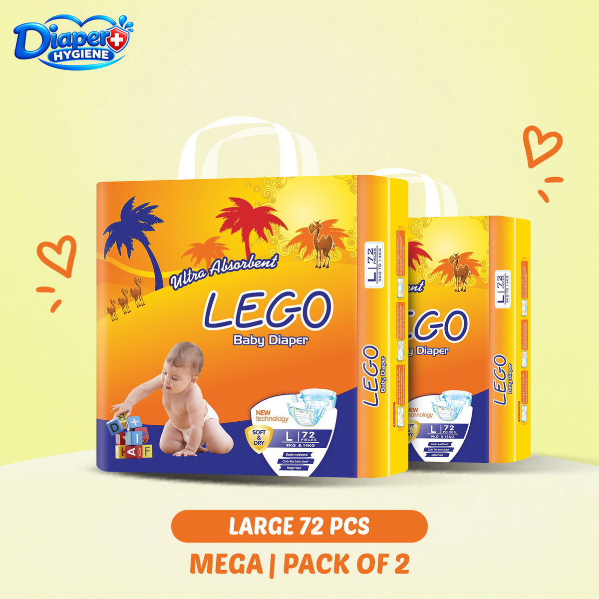 Lego Mega Baby Diaper Pack of 2 | Soft & Comfortable Baby Care