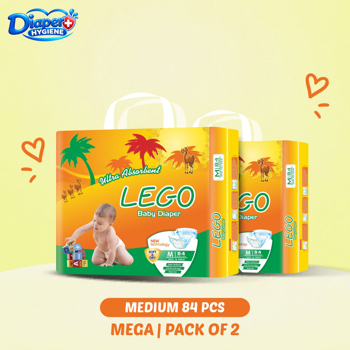 Lego Mega Baby Diaper Pack of 2 | Soft & Comfortable Baby Care