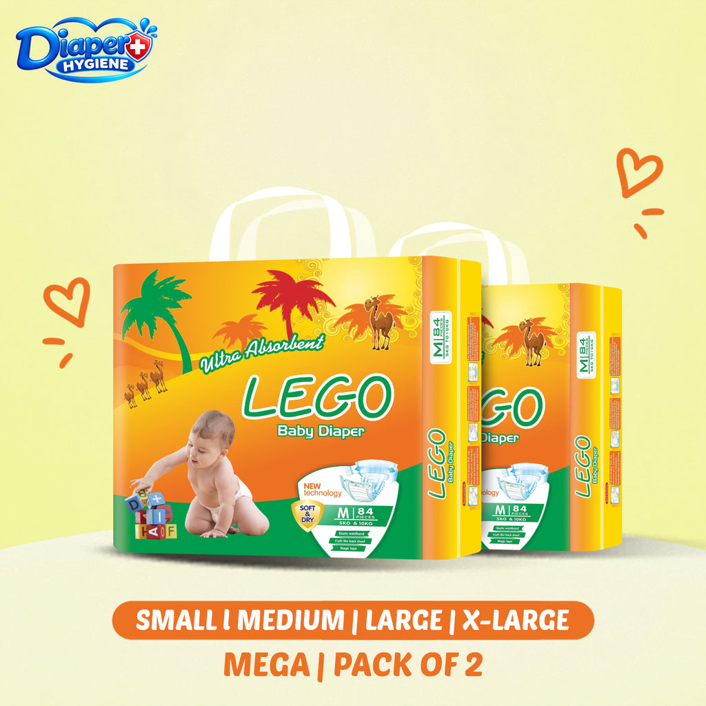 Lego Mega Baby Diaper Pack of 2 | Soft & Comfortable Baby Care