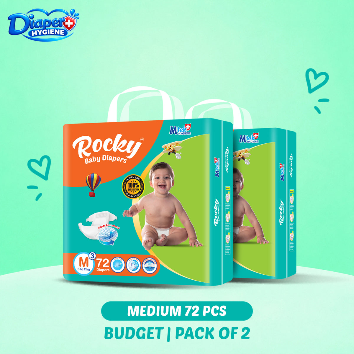 Rocky Budget Baby Diaper Pack of 2 | Affordable Baby  Diapers