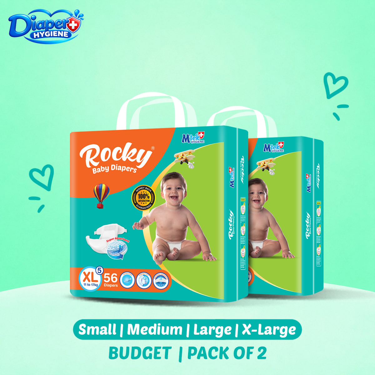 Rocky Budget Baby Diaper Pack of 2 | Affordable Baby  Diapers