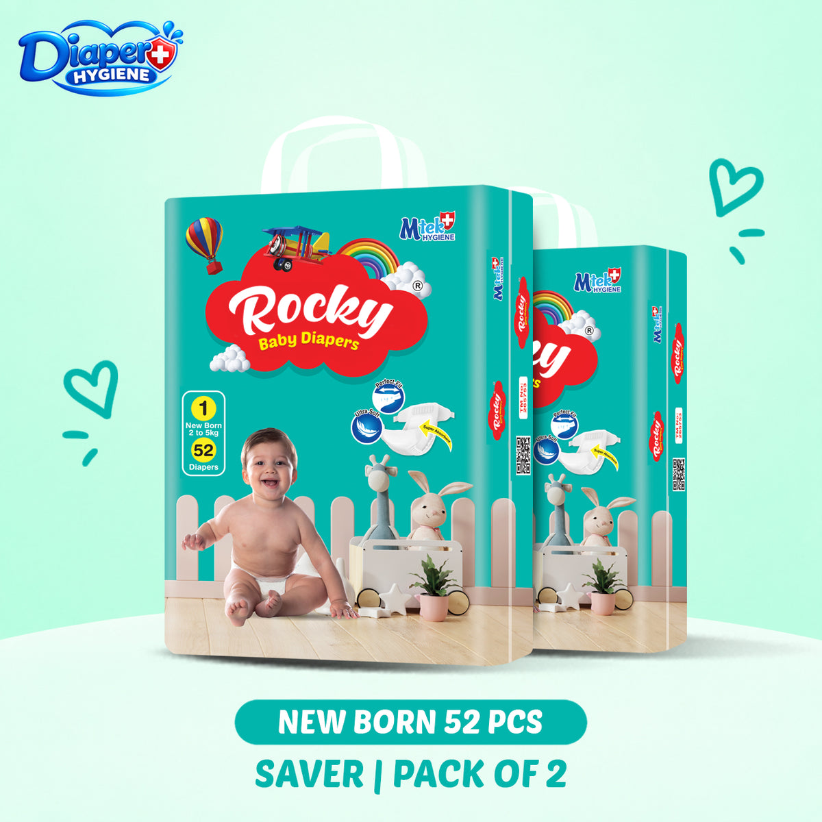 Rocky Saver Baby Diaper Pack of 2 | Affordable & Comfortable Diapers